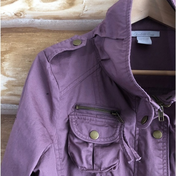 Charlotte Russe lightweight cotton mauve cropped jacket size M - Picture 4 of 14